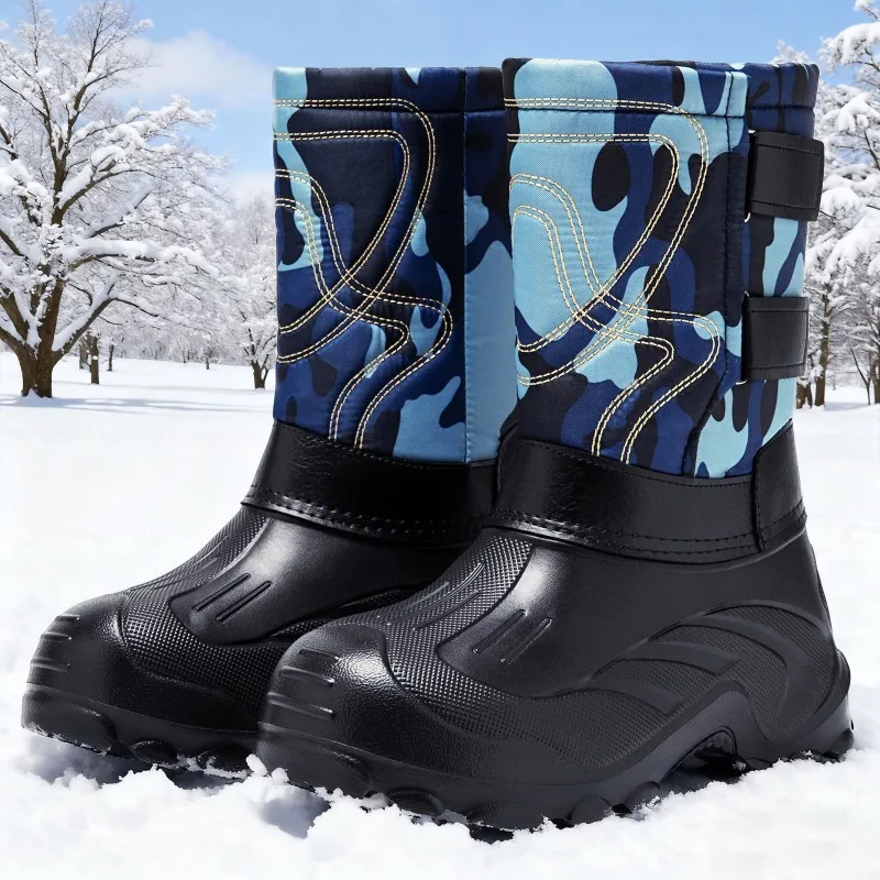 Waterproof Winter Boot - メンズカモフラージュハイカットウィンタースノーブーツ、合成皮革EVAソール、防水、暖かい裏地付き、アウトドア、釣り、作業用ブーツ