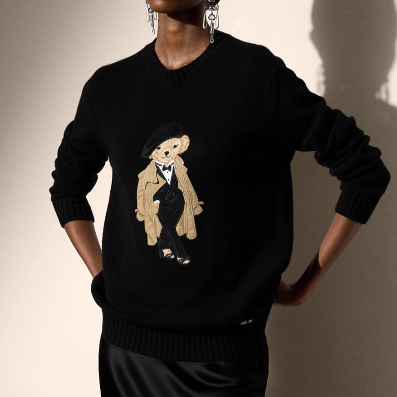 Wool Coat Peacoat - トレンチテディベアニットセーター女性ルーズ O ネックプルオーバー秋冬長袖 RL トップスコートカシミヤニットウェア衣類
