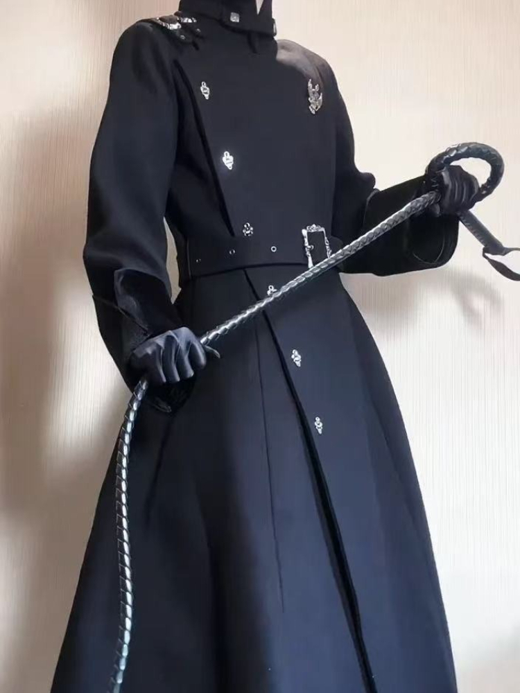 2025年冬 ゴシック風 ベルト付き スリム ミドル丈 ウー - Wool Coat Peacoat のレビューと価格