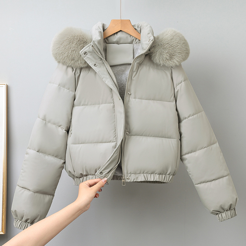 冬のショートパーカー女性の綿入りの服追加ベルベット厚みのアウ - Wool Coat Peacoat のレビューと価格