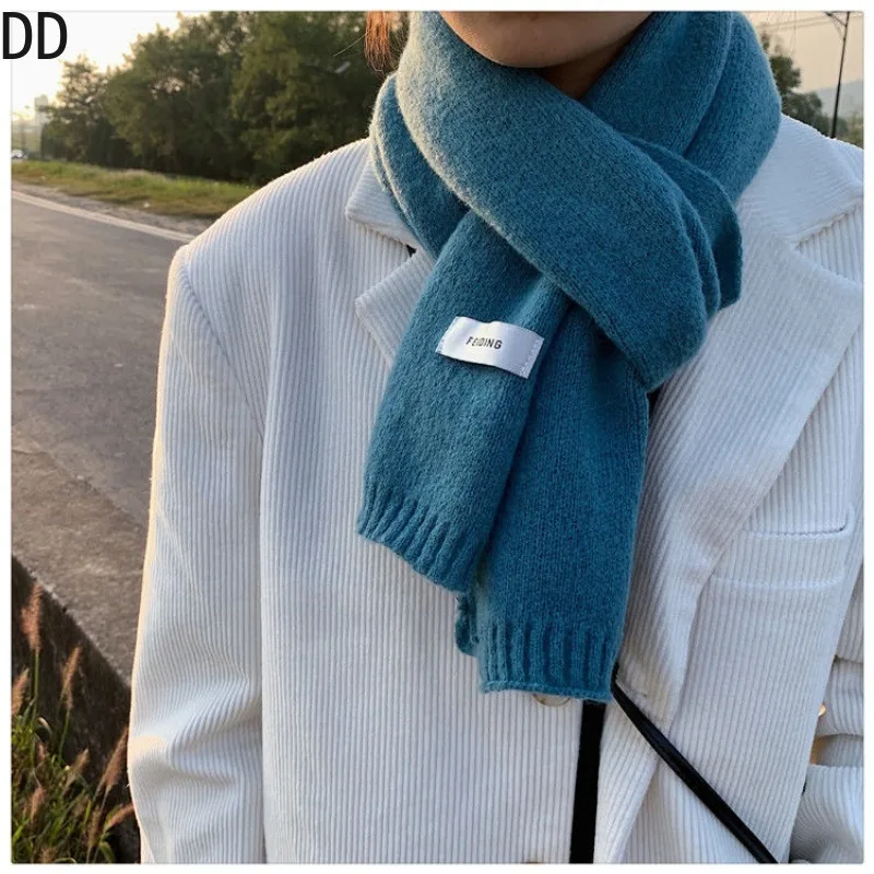 シンプルシックな固体ソフトスカーフ秋冬男性ニットウール韓国カ - Wool Scarf Men のレビューと価格