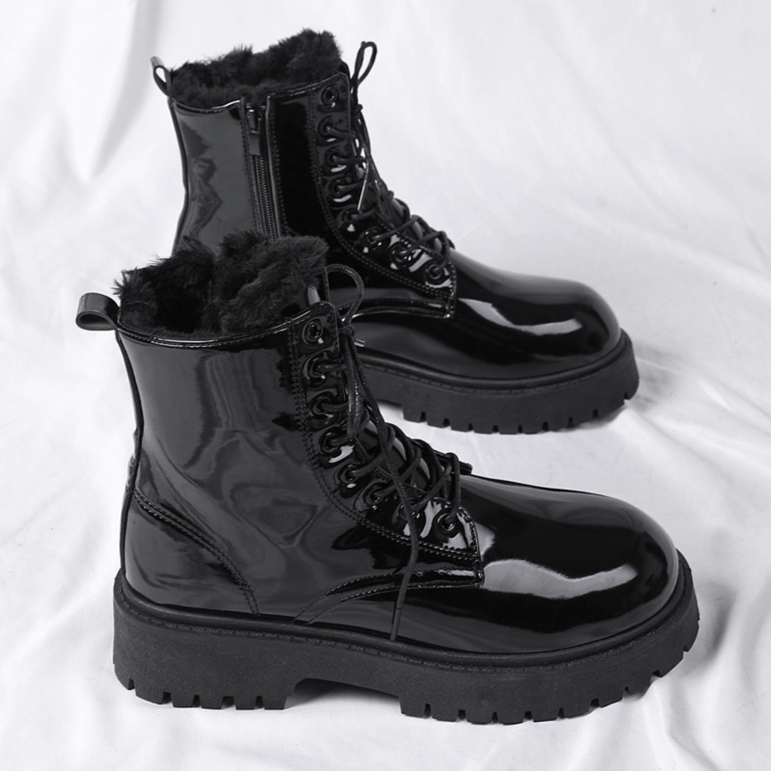 メンズ暖かいプラッシュハイカットブーツ、冬用ソフトソール滑り - Waterproof Winter Boot のレビューと価格