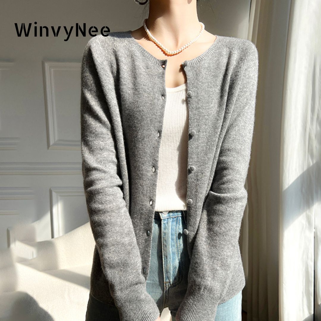 Wwiynee-女性用ニットウールカーディガン、カジュアルセ - Wool Coat Peacoat のレビューと価格
