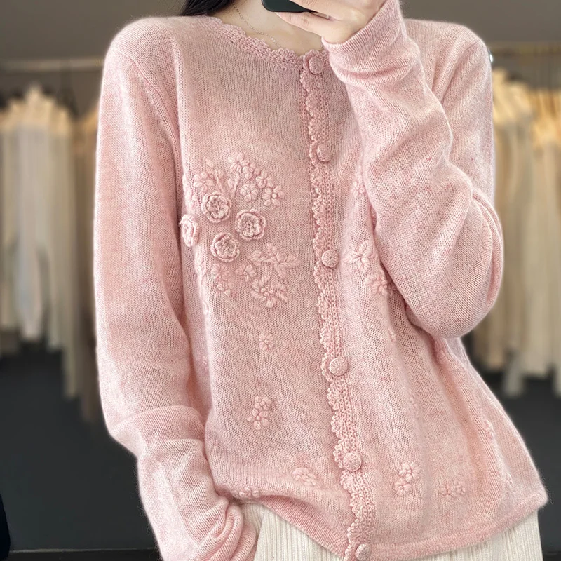 女性の 100% ピュア カシミア カーディガン ラウンドネ - Wool Coat Peacoat のレビューと価格