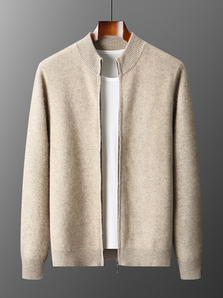 100% メリノウールメンズニットカーディガン秋冬厚いジッパ - Wool Coat Peacoat のレビューと価格