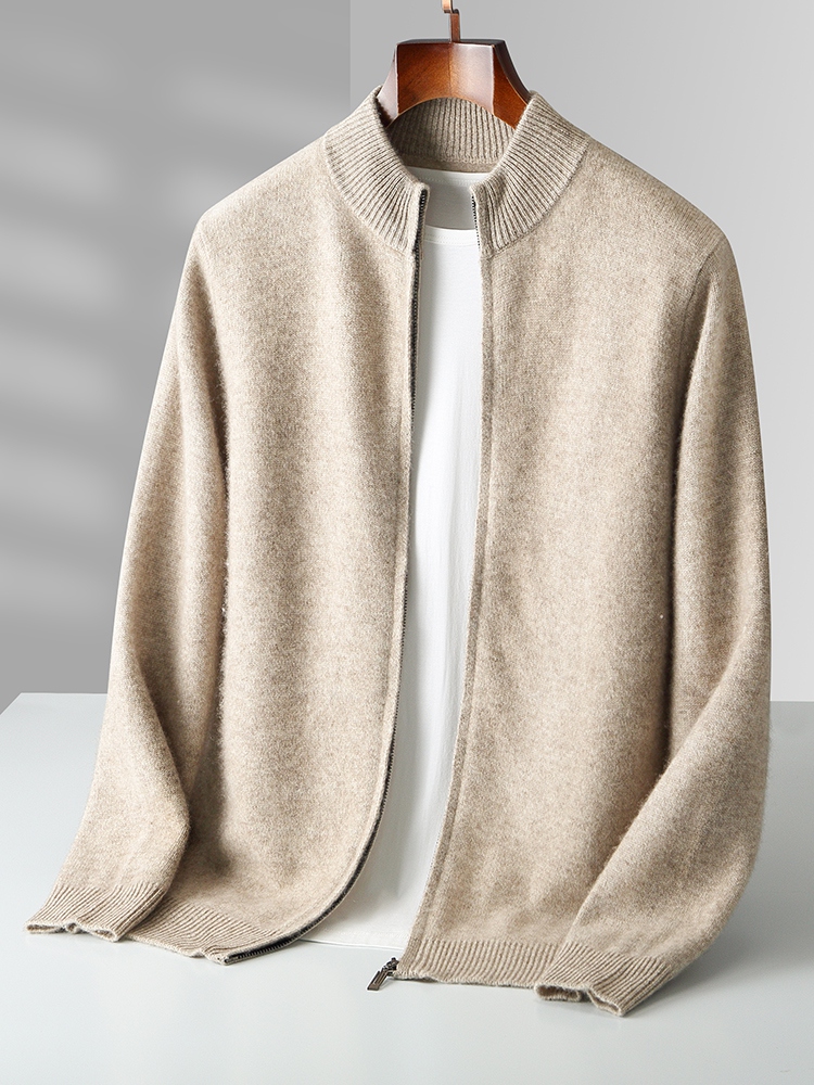 100% メリノウールメンズニットカーディガン秋冬厚いジッパ - Wool Coat Peacoat のレビューと価格