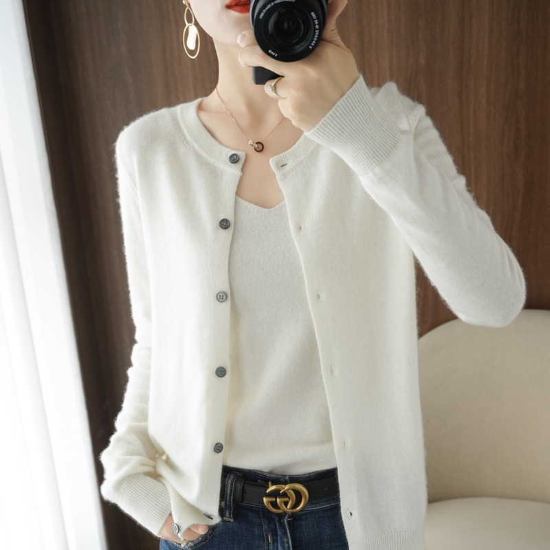 2023春の新100純毛カーディガンコート女性レギンスクルー - Wool Coat Peacoat のレビューと価格