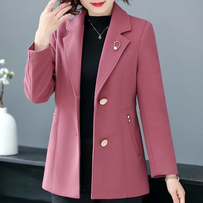 40歳から40歳までの女性のための魅力的なショートコート,秋 - Wool Coat Peacoat のレビューと価格