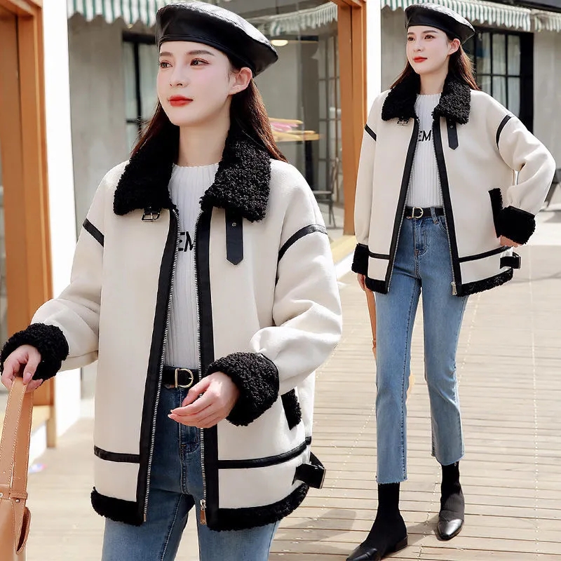 厚手のラムファーコート,用途が広く,ベルベット,オートバイの - Wool Coat Peacoat のレビューと価格