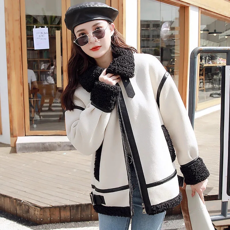 厚手のラムファーコート,用途が広く,ベルベット,オートバイの - Wool Coat Peacoat のレビューと価格