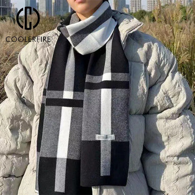 新しい冬の男性スカーフ保温スカーフカジュアルファッションブラ - Wool Scarf Men のレビューと価格