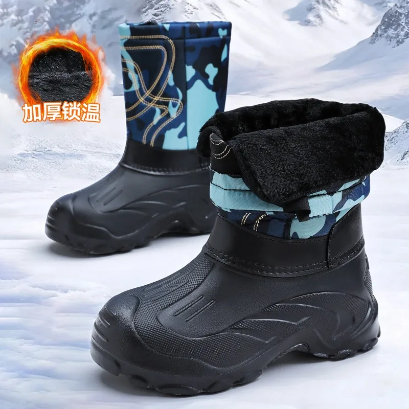 メンズカモフラージュハイカットウィンタースノーブーツ、合成皮 - Waterproof Winter Boot のレビューと価格