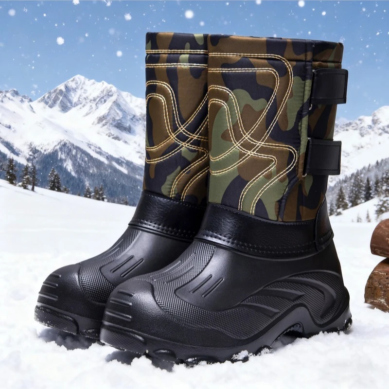 メンズカモフラージュハイカットウィンタースノーブーツ、合成皮 - Waterproof Winter Boot のレビューと価格